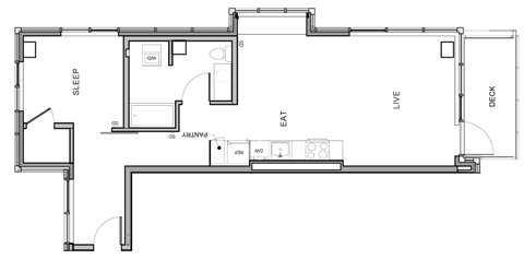 A floor plan of a house with a living room, dining room, kitchen, and bedrooms.